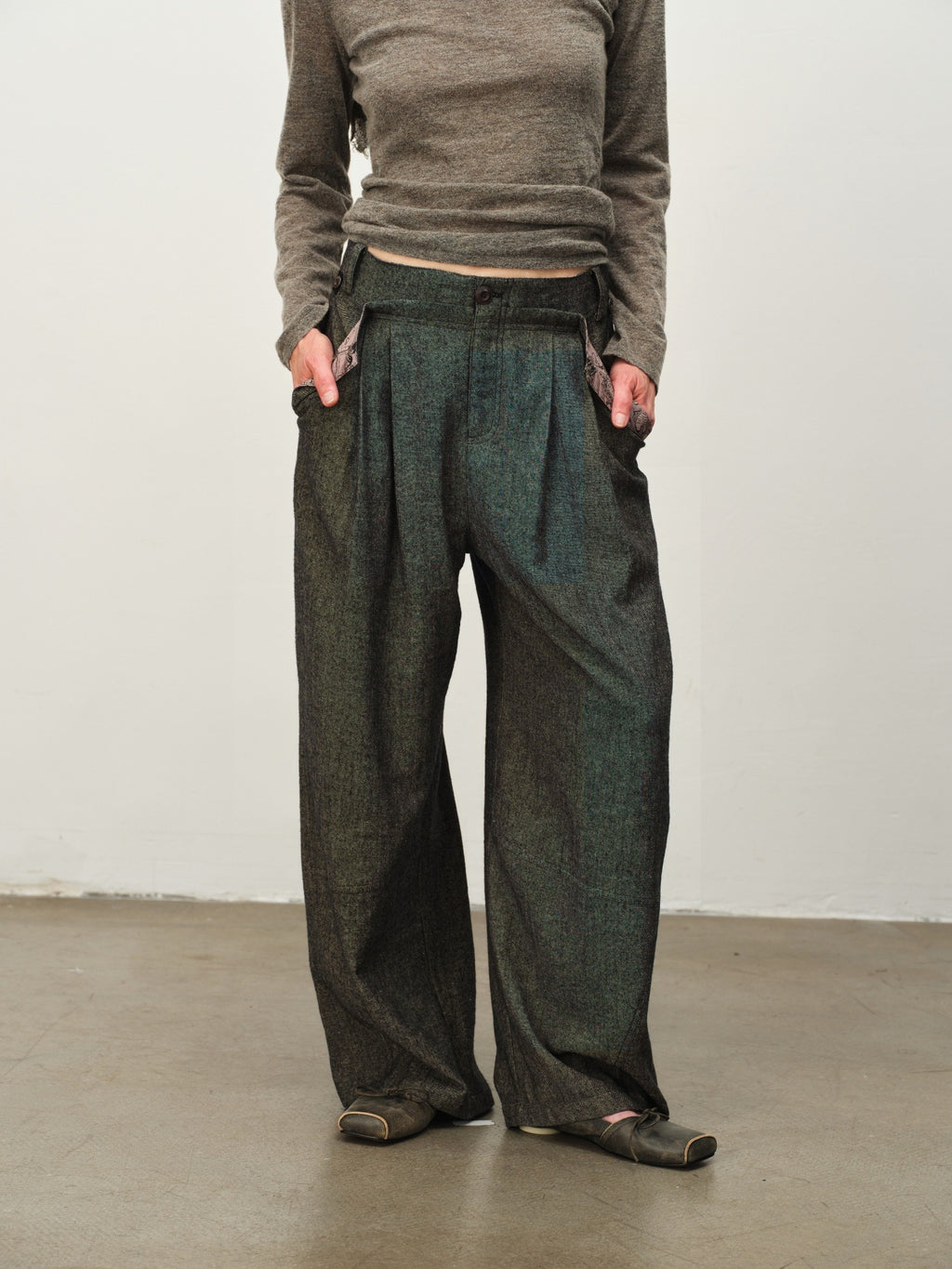 Wool "Garden Dream" Print Cocoon Pants