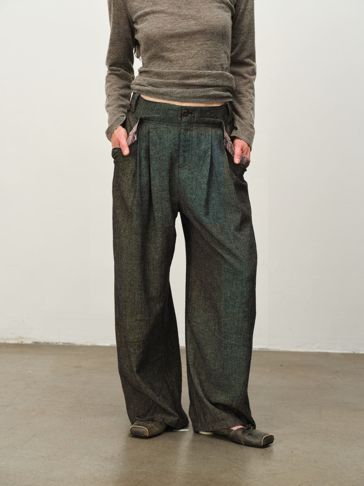 Wool "Garden Dream" Print Cocoon Pants