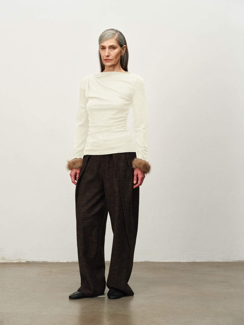 Wool-Blend Asymmetric Knit Top