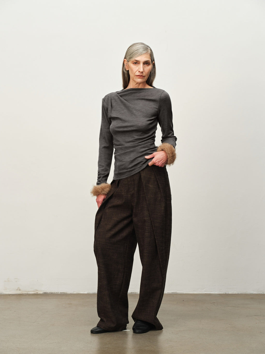 Wool-Blend Asymmetric Knit Top