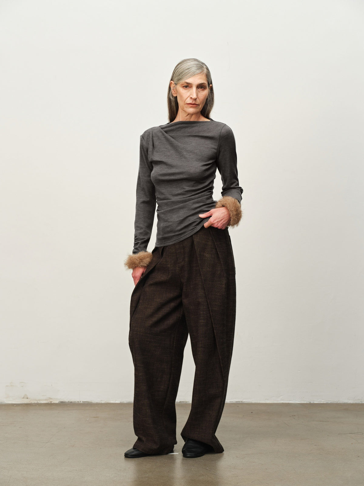 Wool-Blend Asymmetric Knit Top