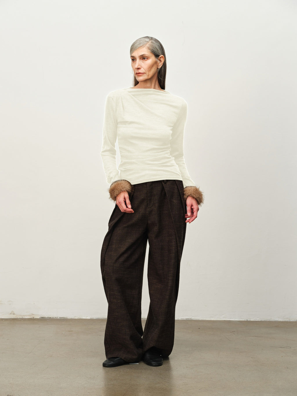Wool-Blend Asymmetric Knit Top