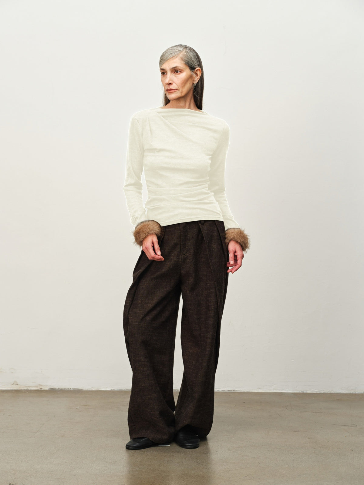 Wool-Blend Asymmetric Knit Top