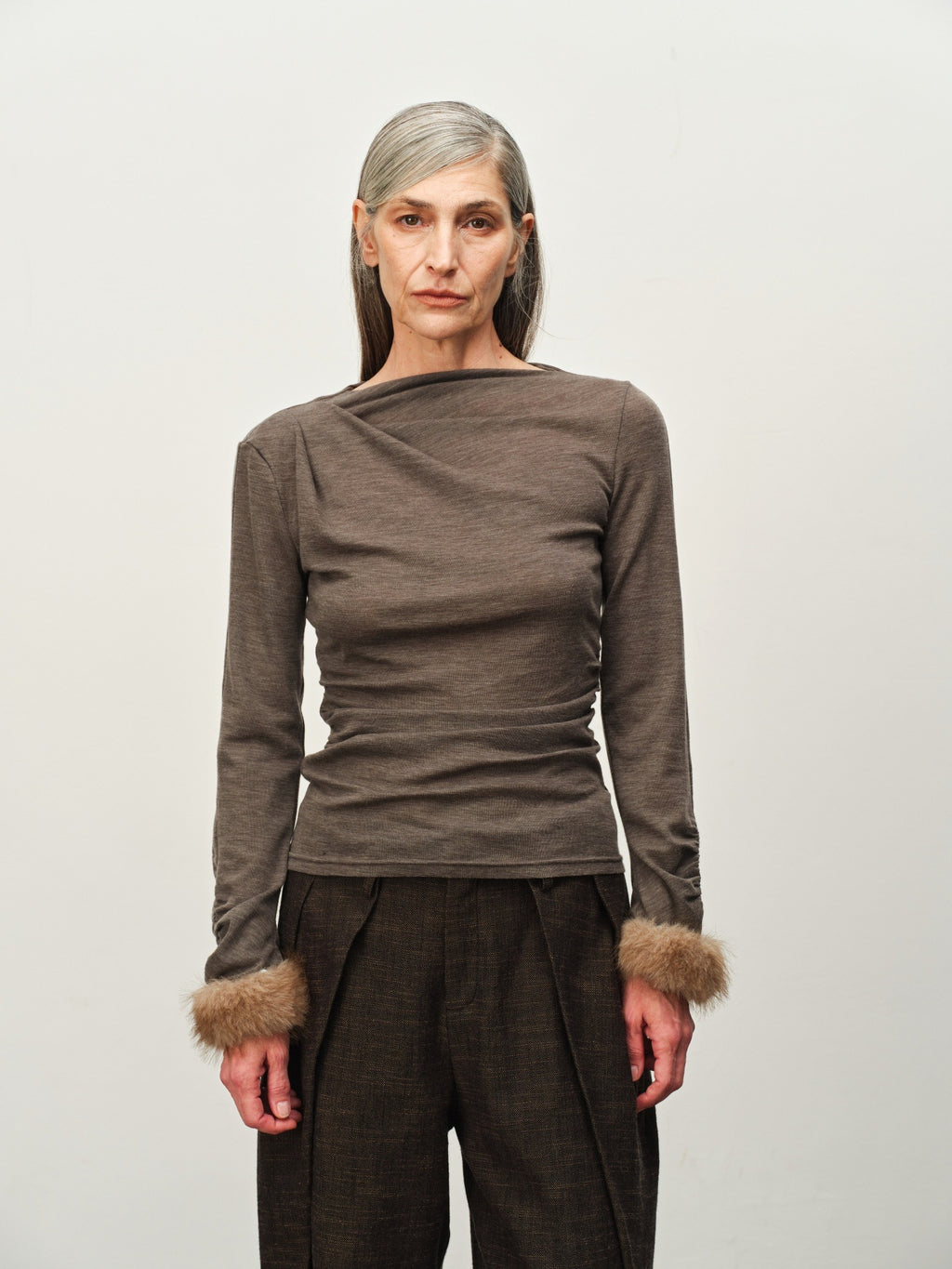 Wool-Blend Asymmetric Knit Top