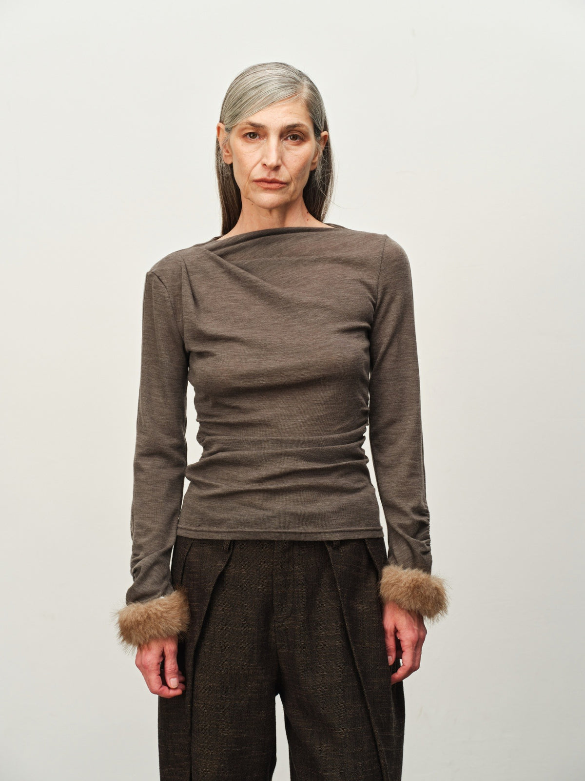 Wool-Blend Asymmetric Knit Top