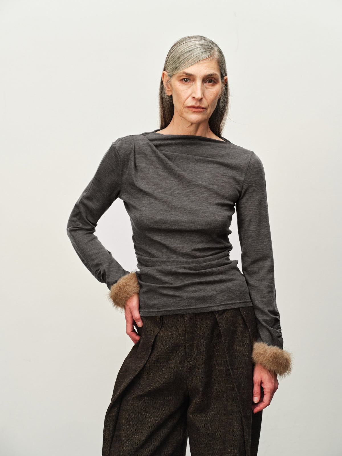 Wool-Blend Asymmetric Knit Top