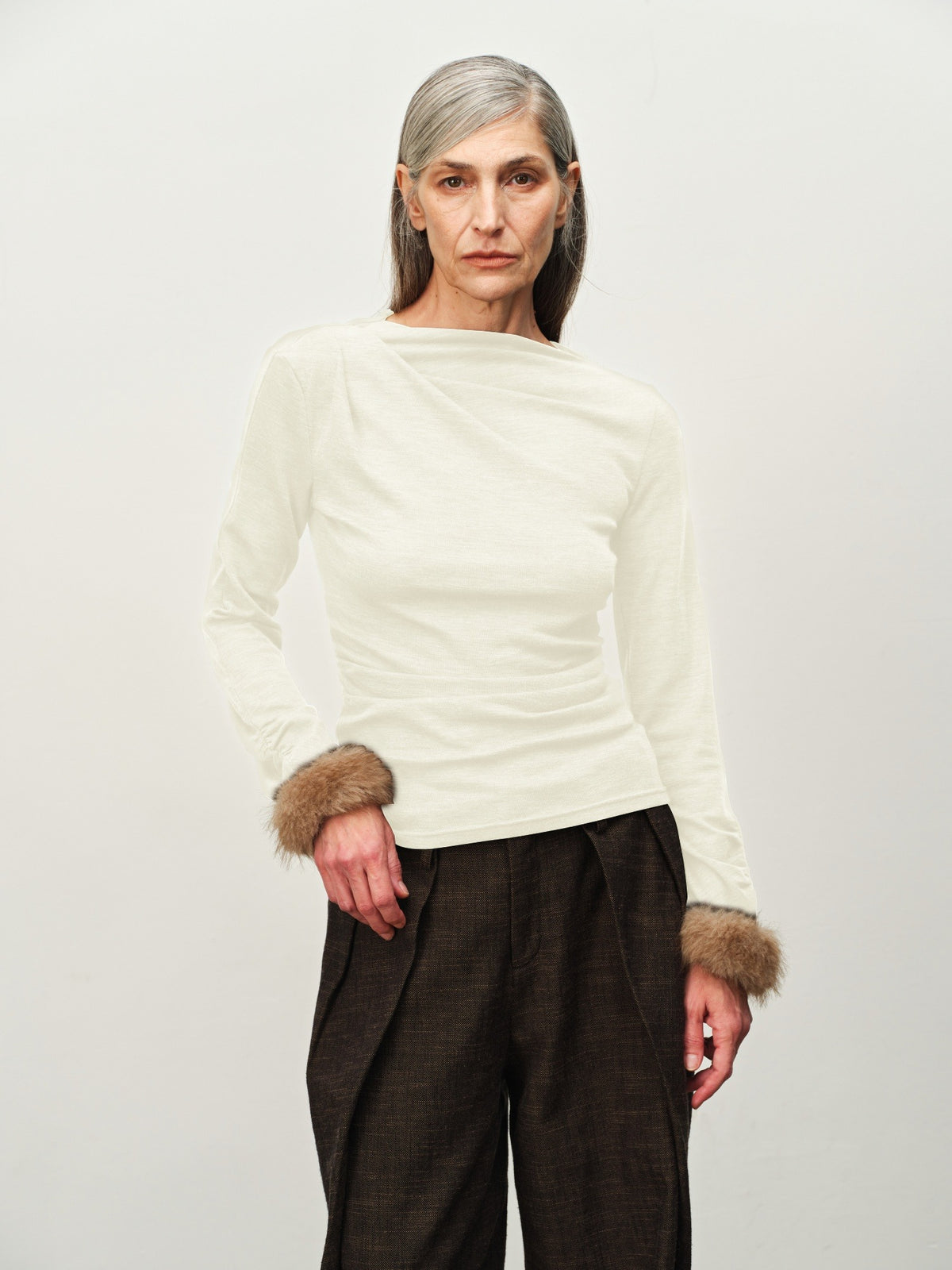 Wool-Blend Asymmetric Knit Top