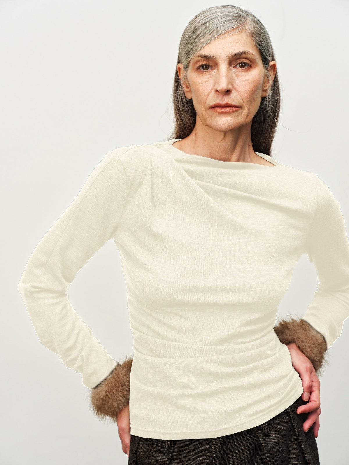 Wool-Blend Asymmetric Knit Top