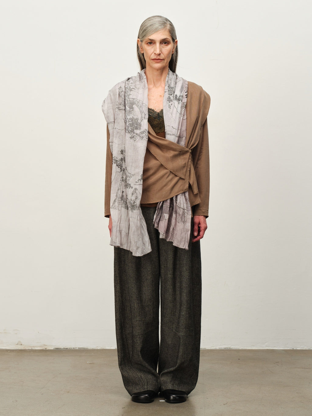 Cupro Draped Scarf-Neck Cardigan