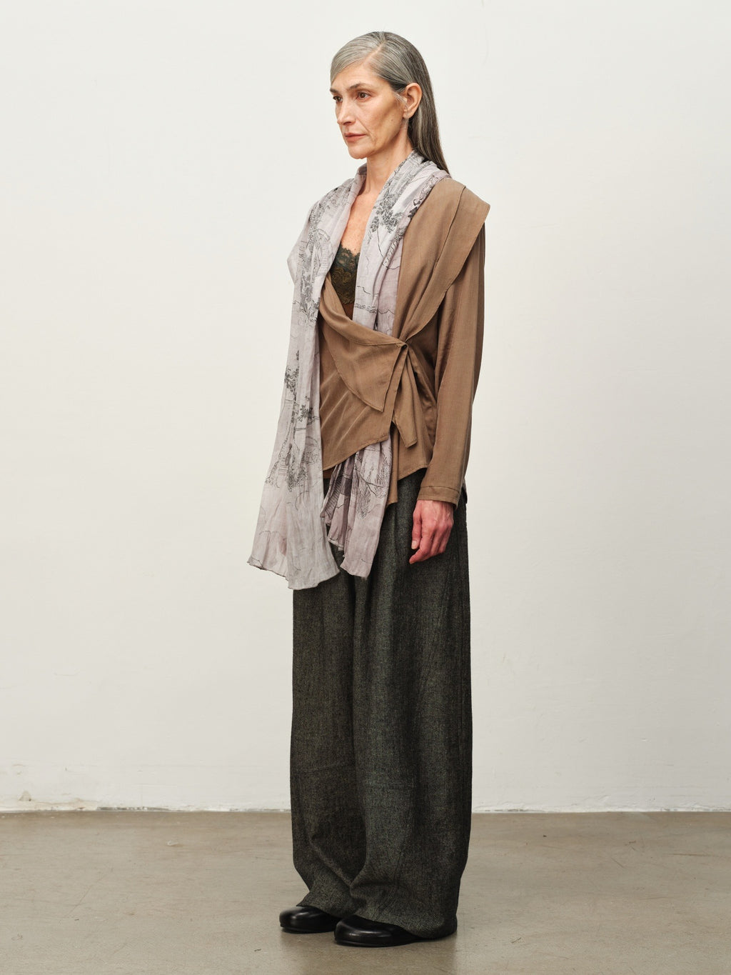 Cupro Draped Scarf-Neck Cardigan