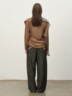 Cupro Draped Scarf-Neck Cardigan