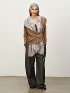 Cupro Draped Scarf-Neck Cardigan