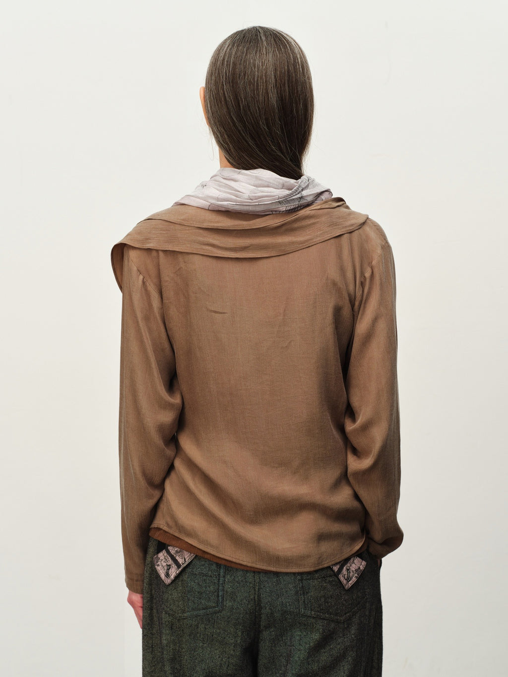 Cupro Draped Scarf-Neck Cardigan