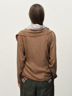 Cupro Draped Scarf-Neck Cardigan