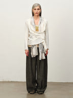 Cupro Draped Scarf-Neck Cardigan