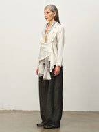 Cupro Draped Scarf-Neck Cardigan