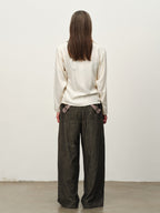 Cupro Draped Scarf-Neck Cardigan