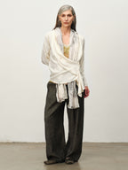 Cupro Draped Scarf-Neck Cardigan