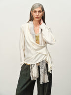 Cupro Draped Scarf-Neck Cardigan