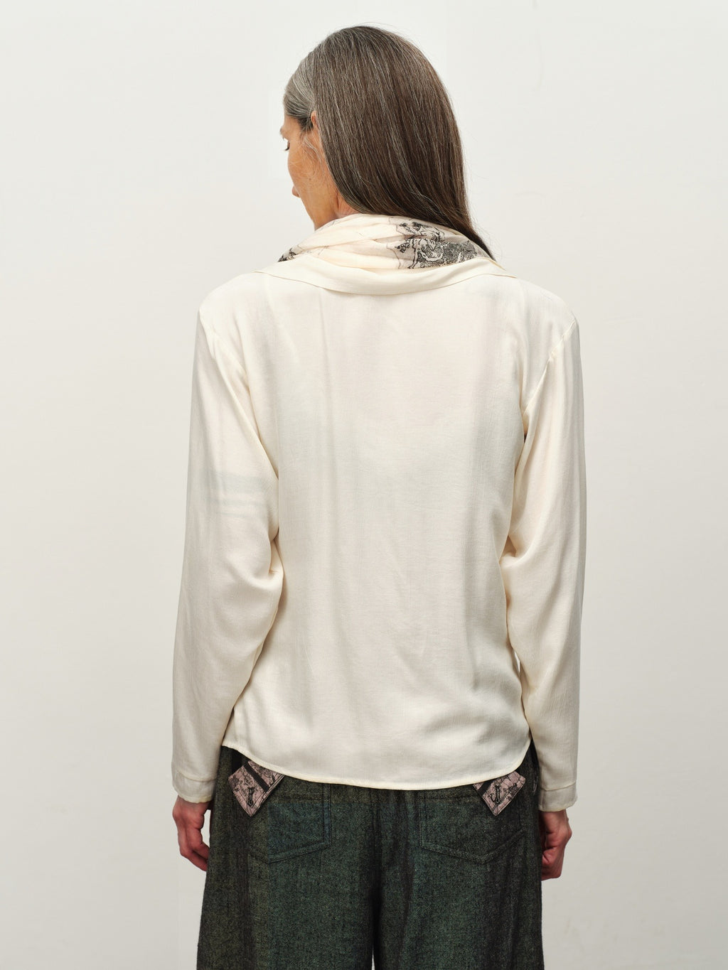Cupro Draped Scarf-Neck Cardigan