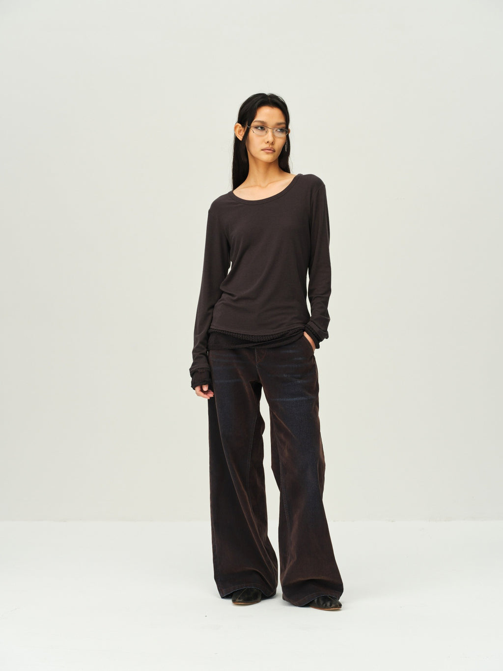 Flocked Straight-Leg Jeans