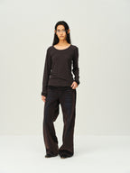 Flocked Straight-Leg Jeans