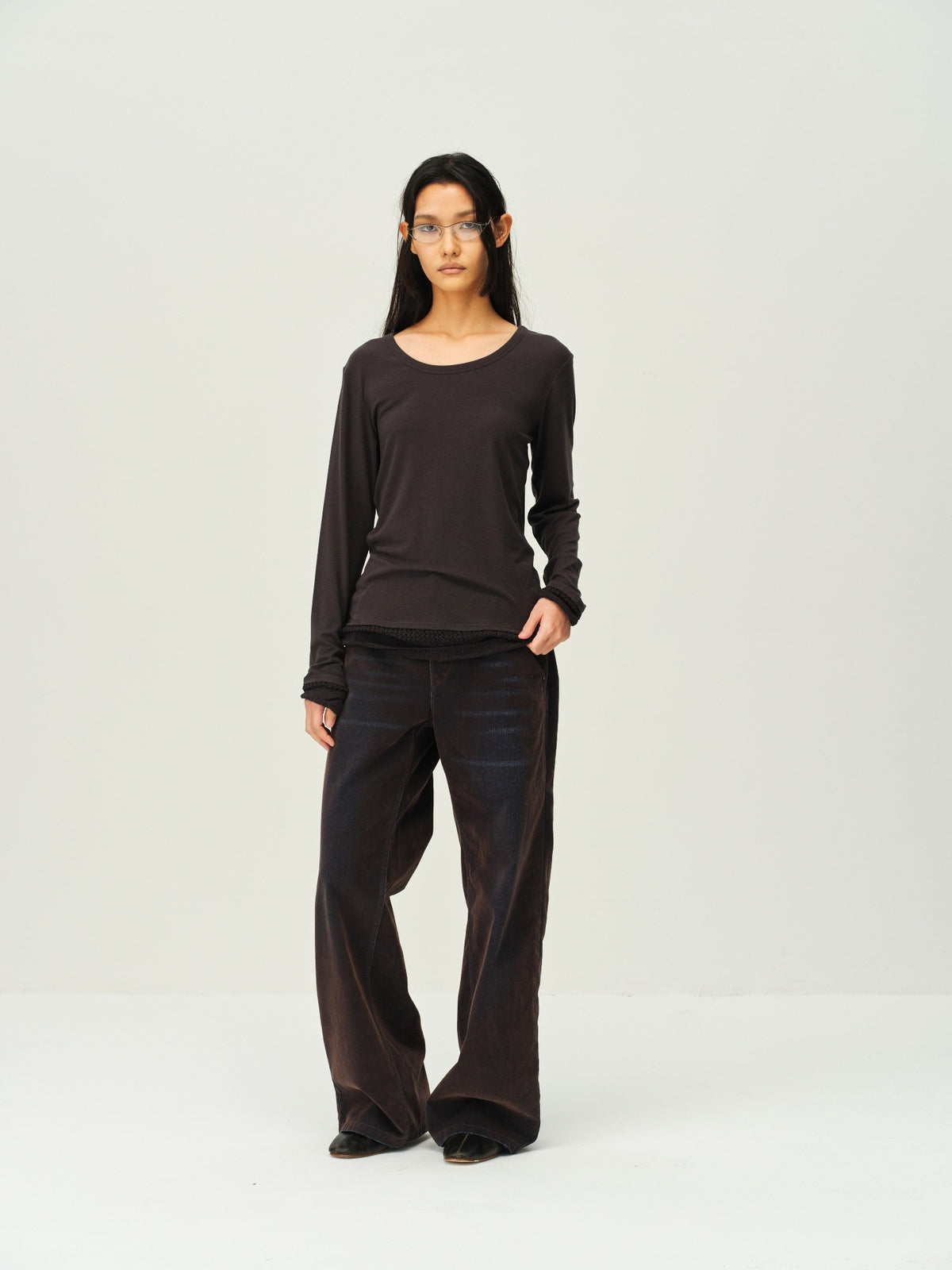 Flocked Straight-Leg Jeans
