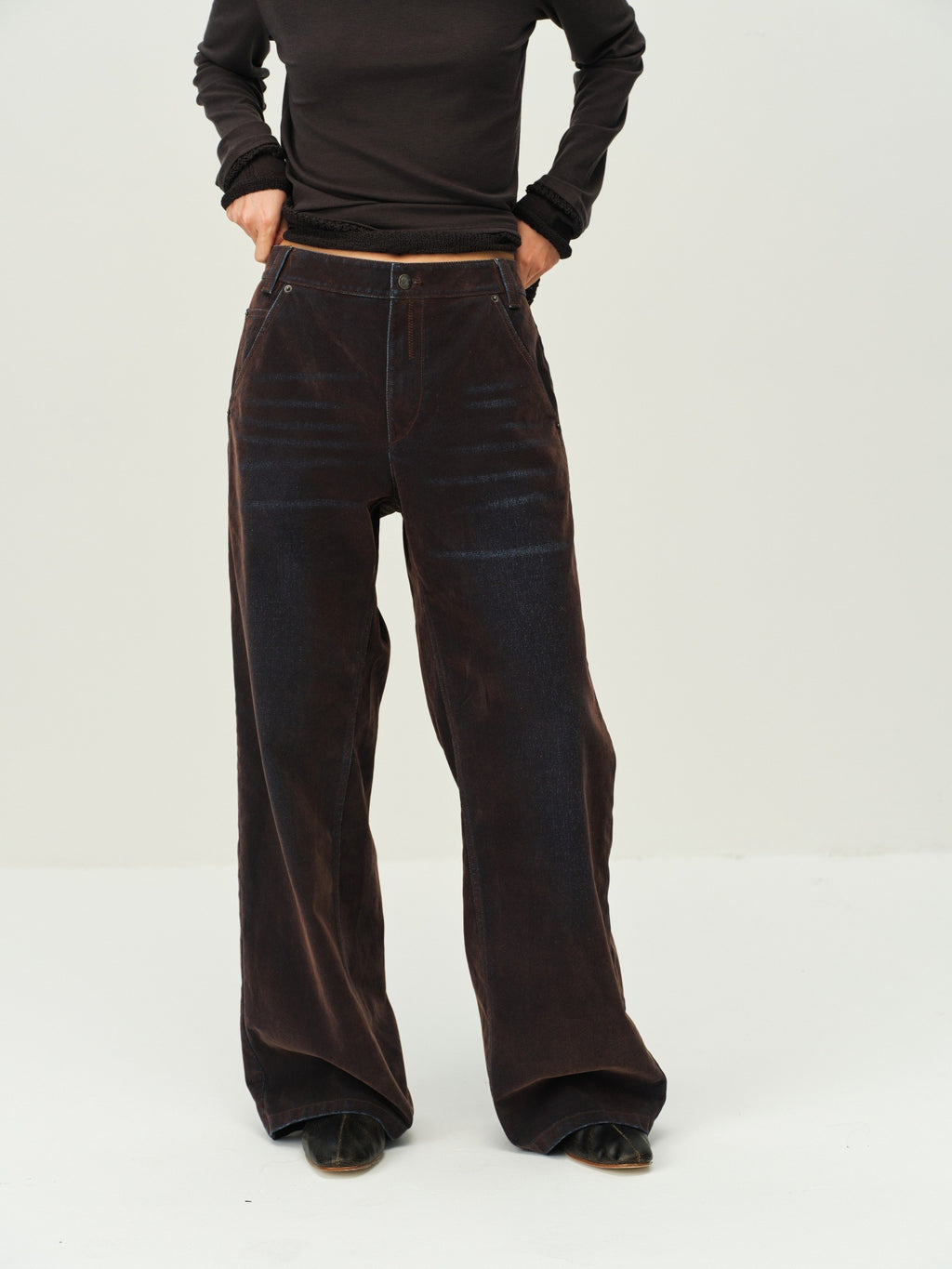 Flocked Straight-Leg Jeans