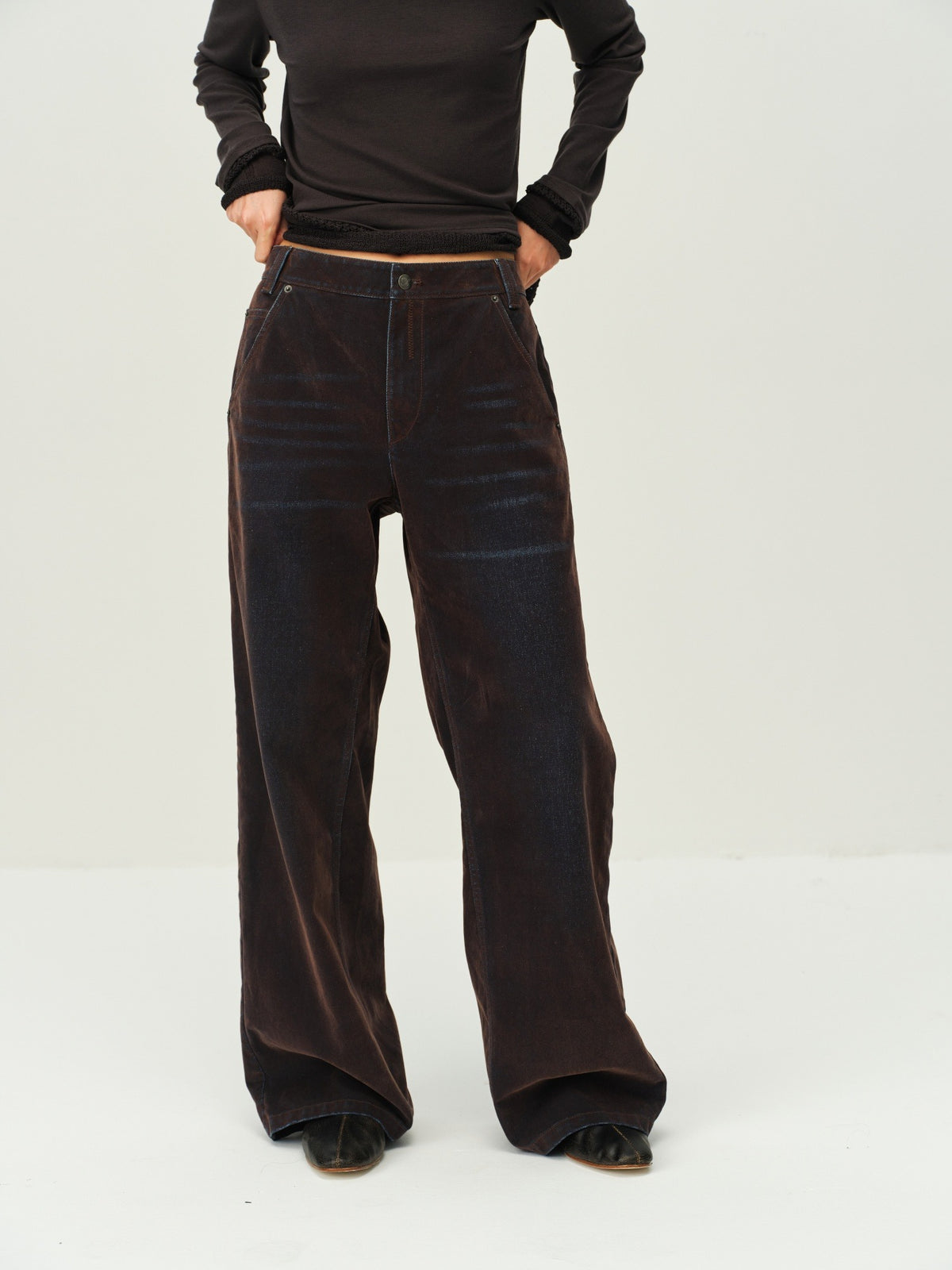 Flocked Straight-Leg Jeans