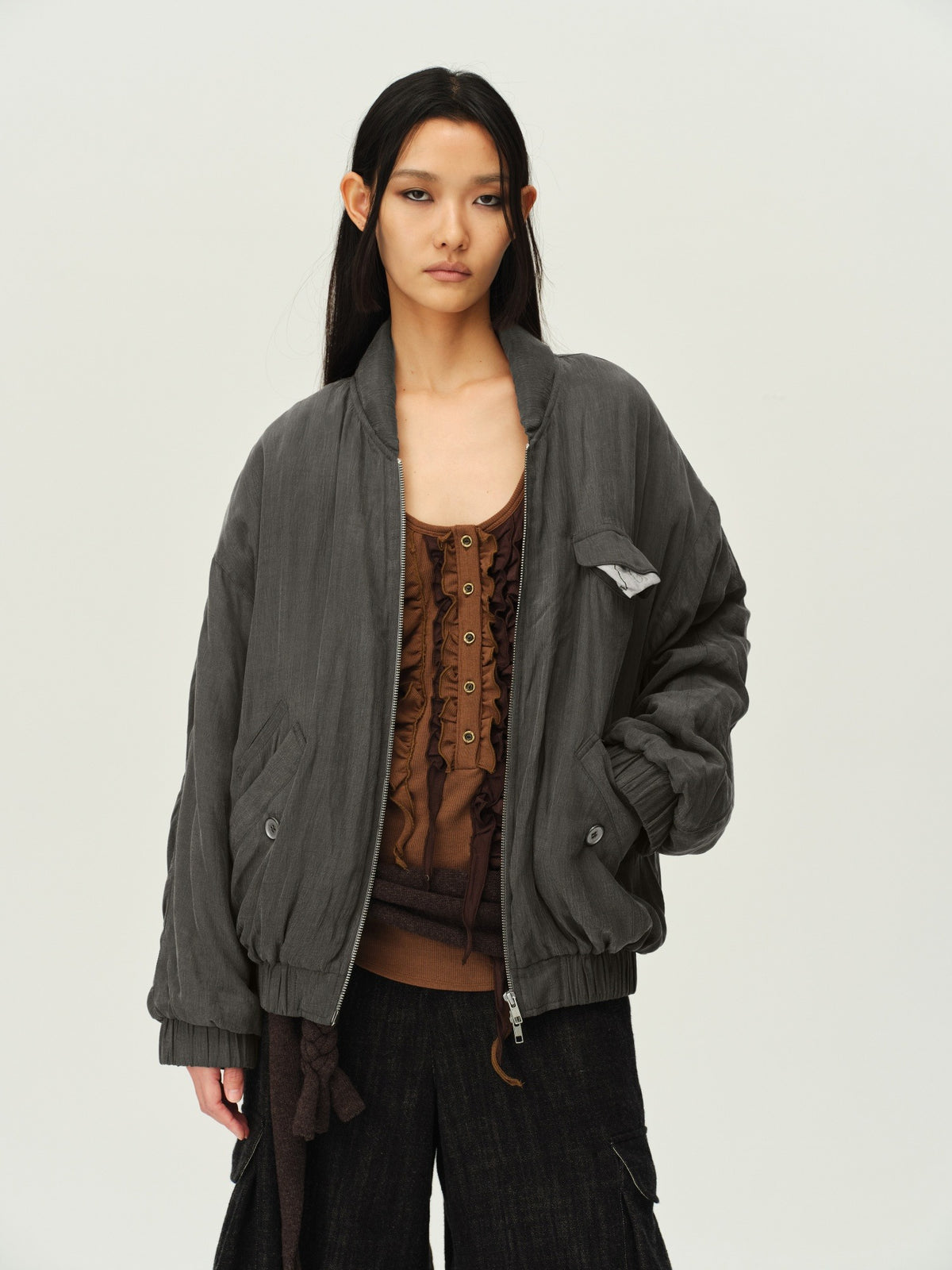 Printed Pocket Bomber Jacket