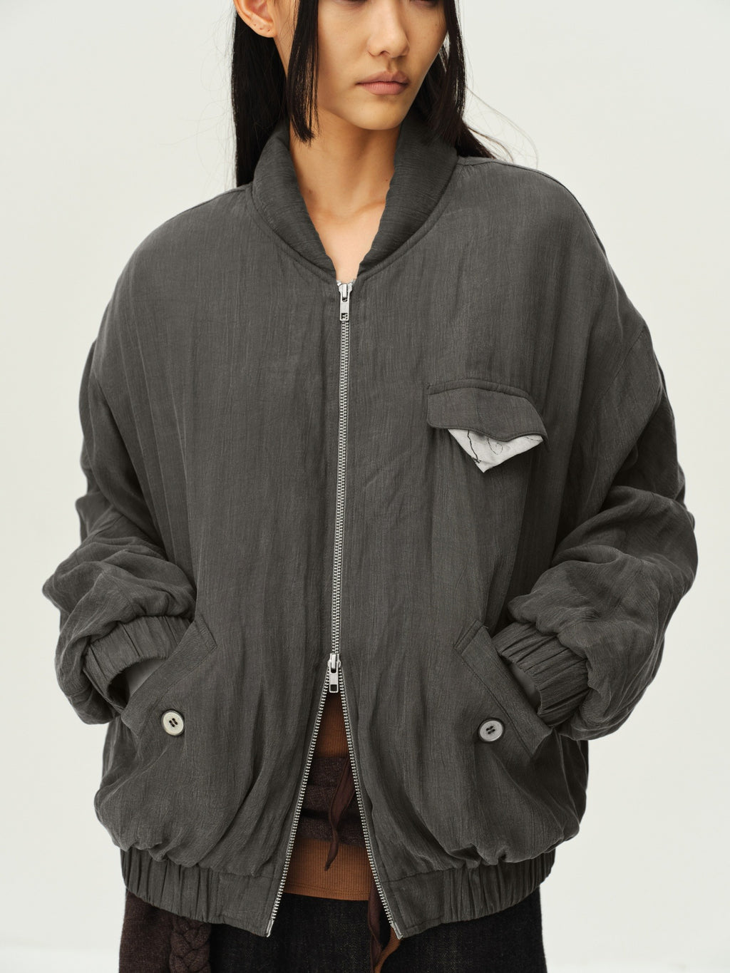 Printed Pocket Bomber Jacket