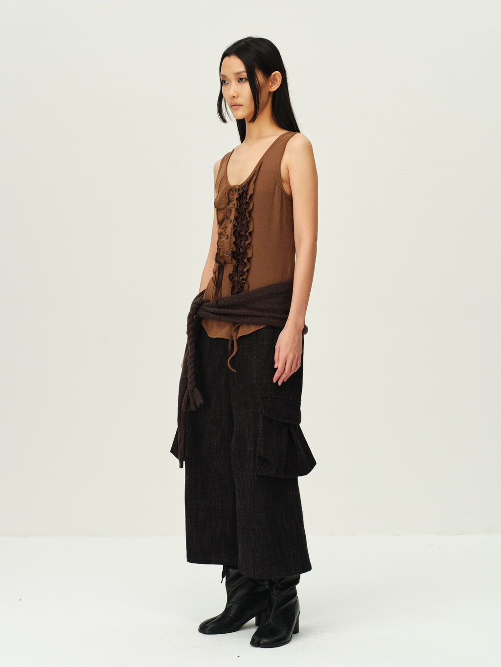Wool Henley Ruffle Vest