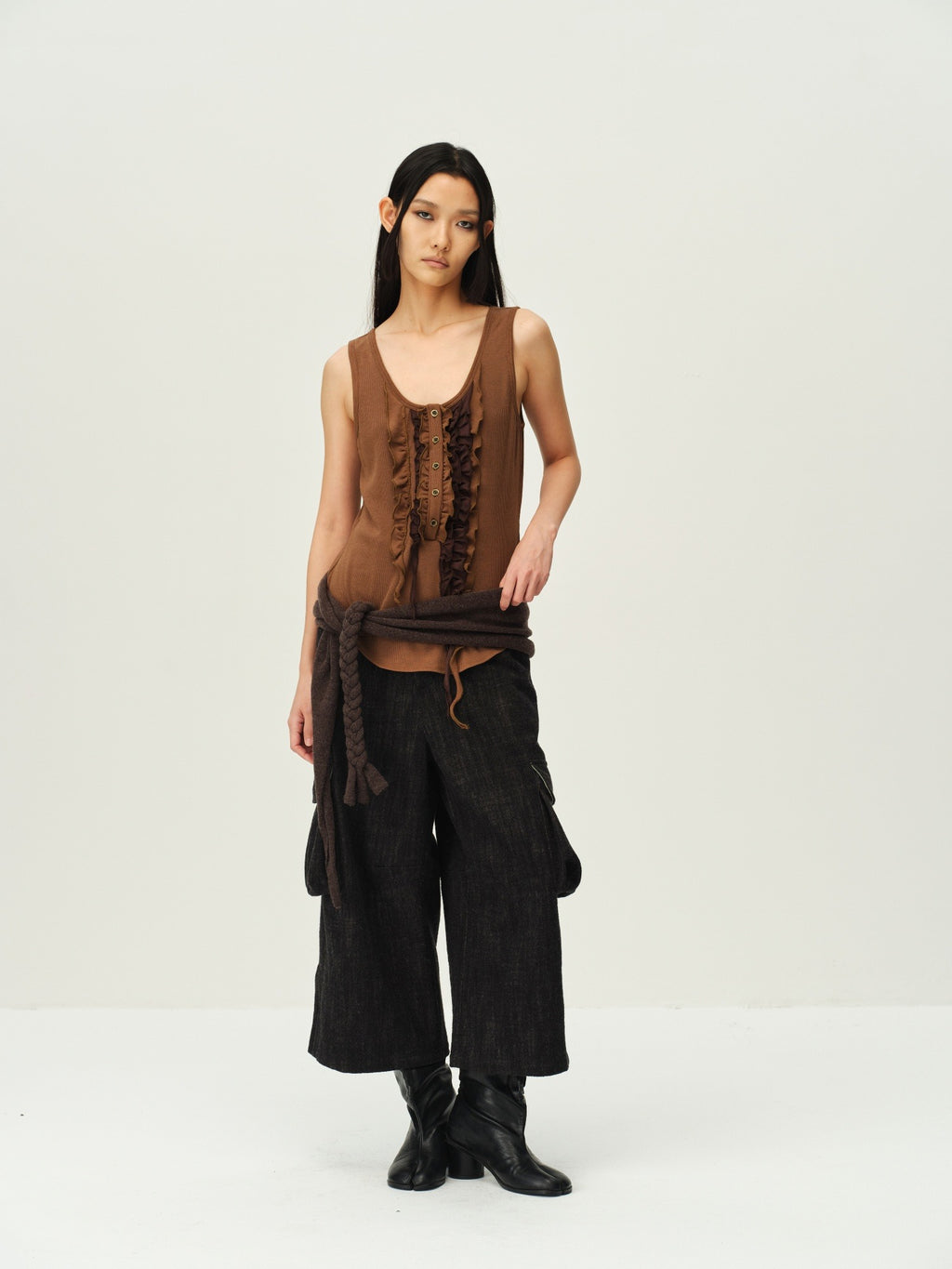 Wool-Cotton Brushed Cargo Pants