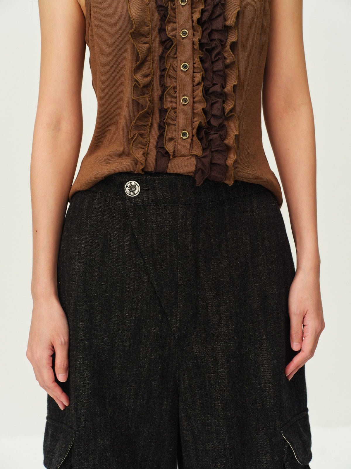 Wool-Cotton Brushed Cargo Pants
