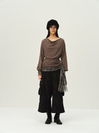 Reversible Wool Cowl-Neck Knit Top