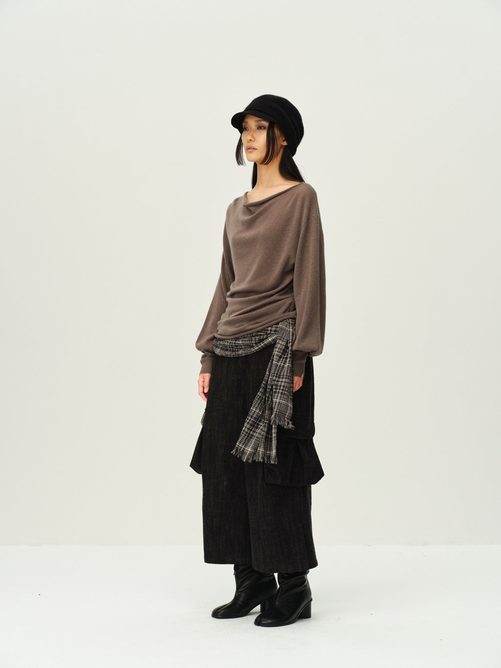 Reversible Wool Cowl-Neck Knit Top