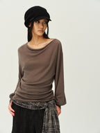 Reversible Wool Cowl-Neck Knit Top