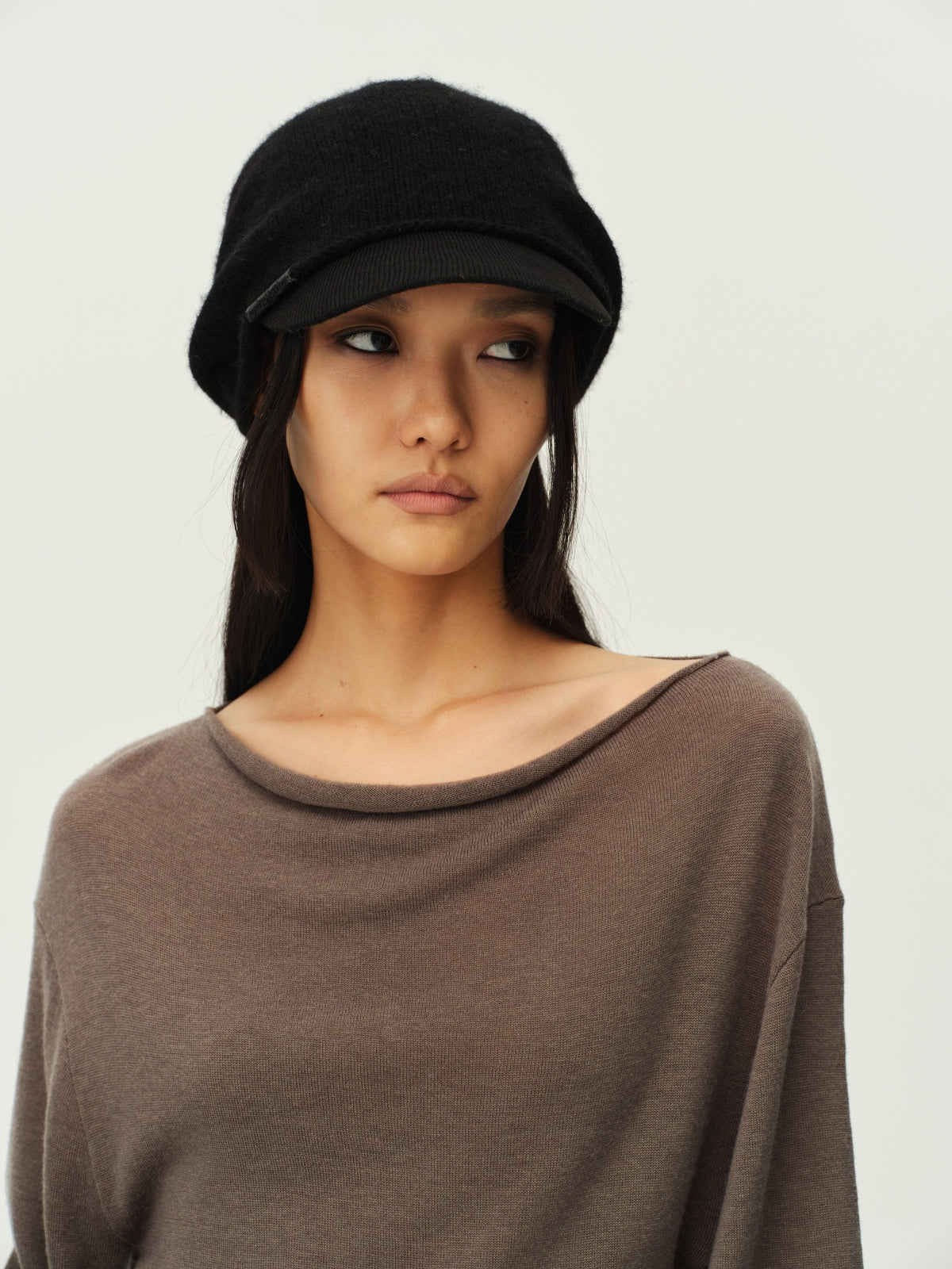 Reversible Wool Cowl-Neck Knit Top