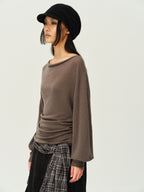 Reversible Wool Cowl-Neck Knit Top