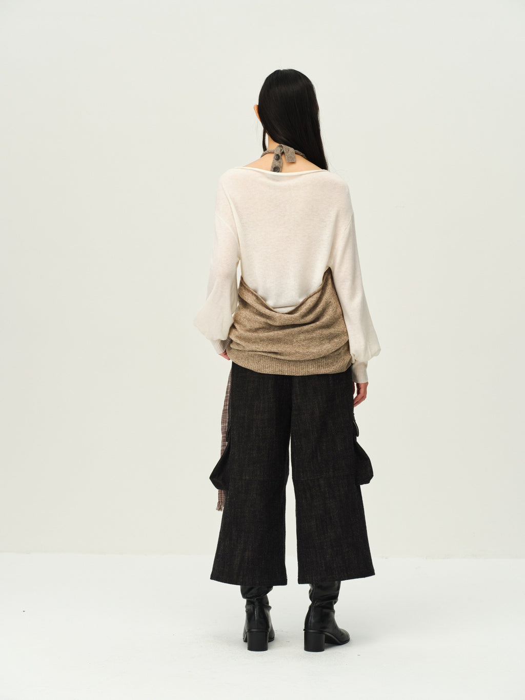 Alpaca Wool Open-Back Halter Knit Top