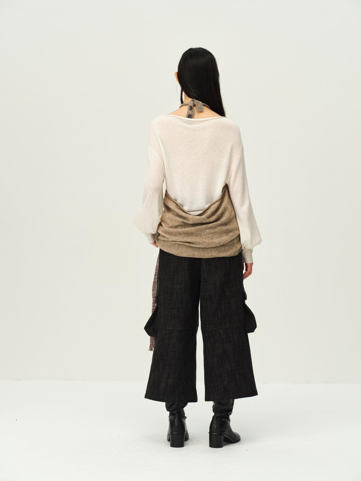 Alpaca Wool Open-Back Halter Knit Top