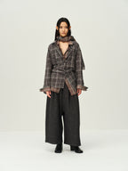 Vintage Plaid Scarf-Collar Shirt