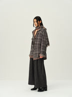 Vintage Plaid Scarf-Collar Shirt