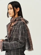 Vintage Plaid Scarf-Collar Shirt