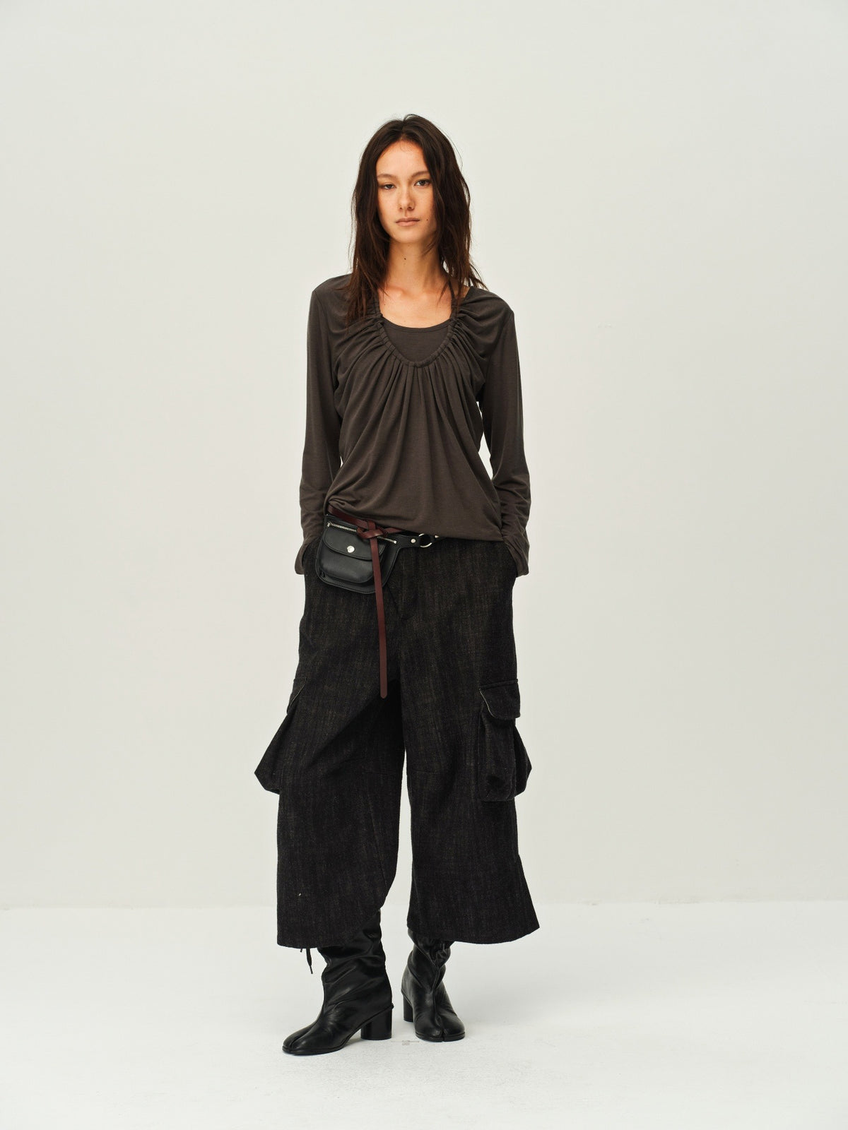 Faux Two-Piece U-Neck Knit Top