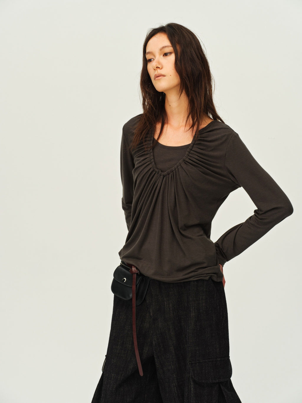 Faux Two-Piece U-Neck Knit Top