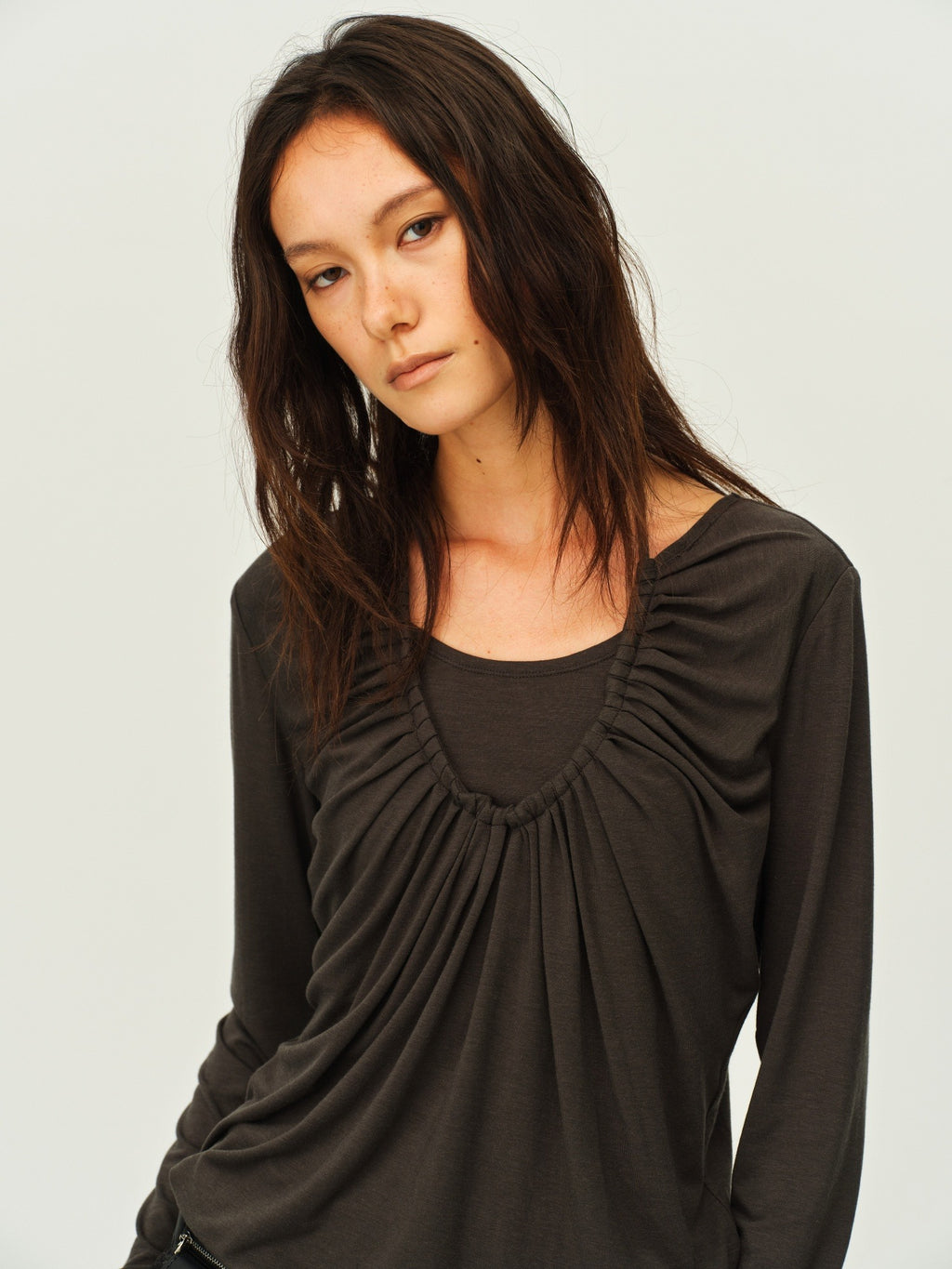 Faux Two-Piece U-Neck Knit Top