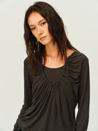 Faux Two-Piece U-Neck Knit Top
