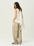 Wool Henley Ruffle Vest