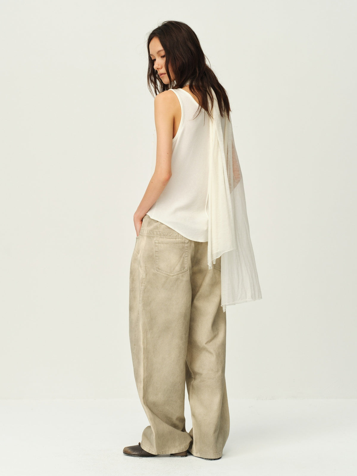 Wool Henley Ruffle Vest